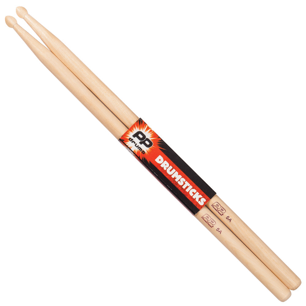 PP Drums Wood Tip Drum Sticks ~ 5A 12 Pack