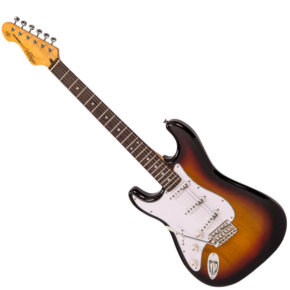 Vintage V6 ReIssued Left Hand Electric Guitar ~ Sunset Sunburst