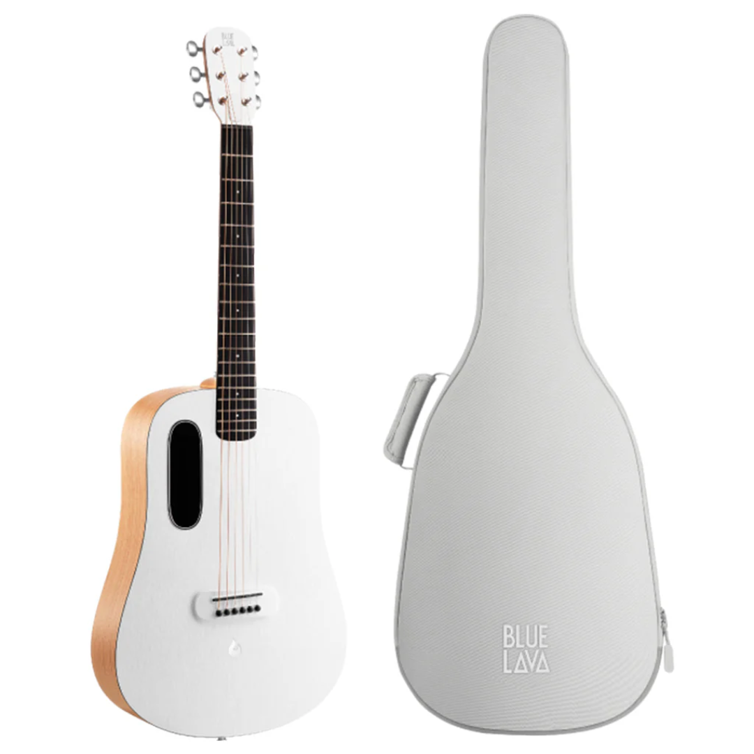 BLUE LAVA Original Acoustic Guitar and Lite Bag ~ Frost White / Walnut