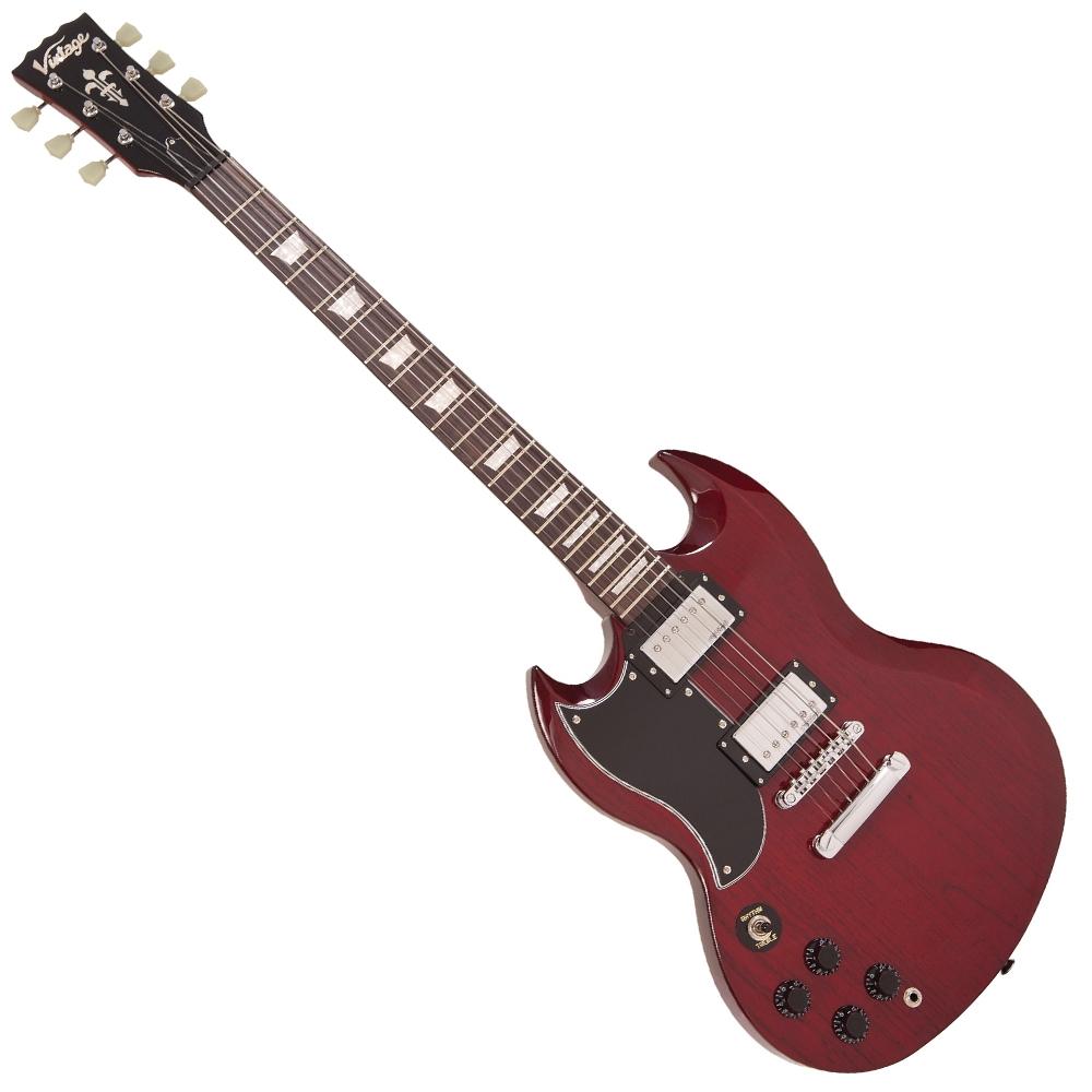 Vintage VS6 ReIssued Left Hand Electric Guitar ~ Cherry Red