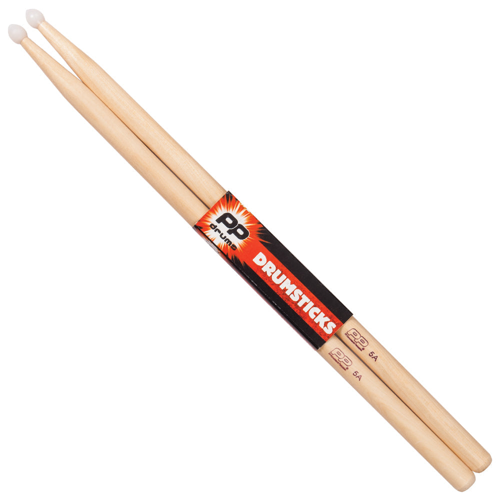 PP Drums Nylon Tip Drum Sticks ~ 5A 12 Pack