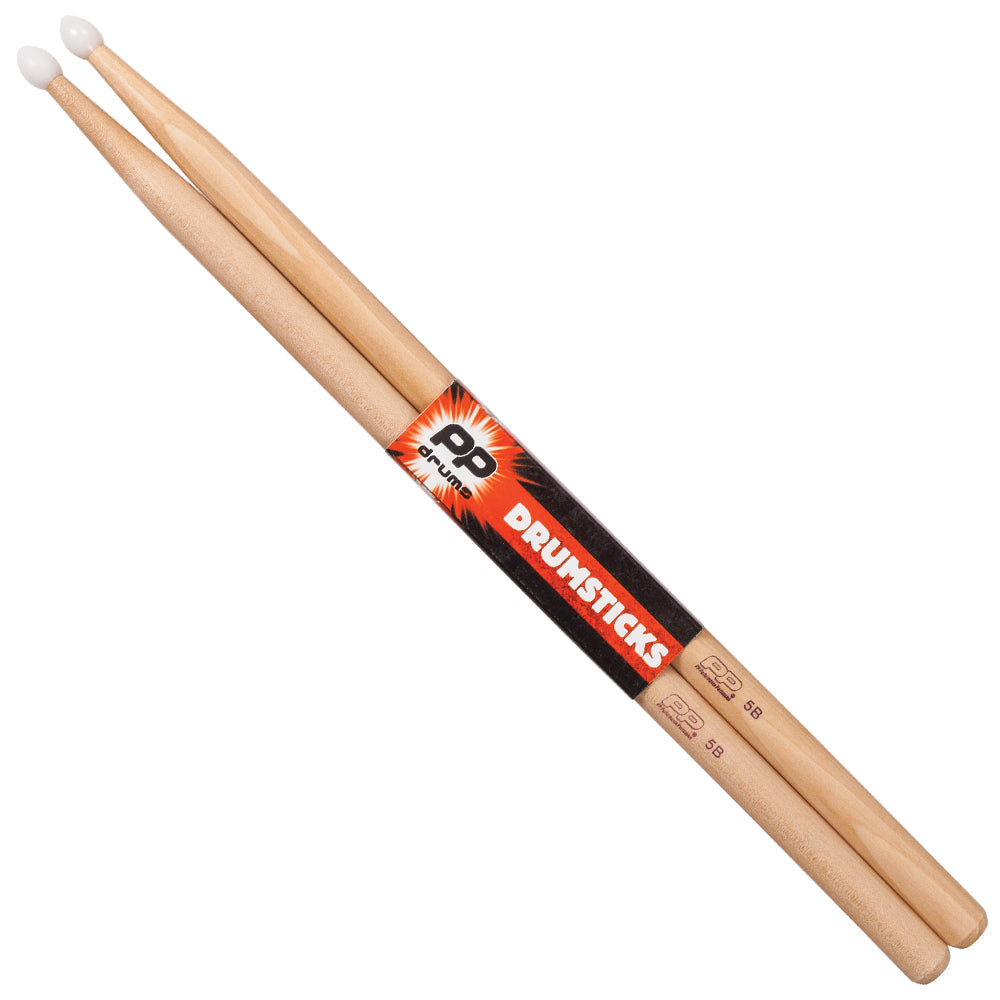 PP Drums Nylon Tip Drum Sticks ~ 5B 12 Pack