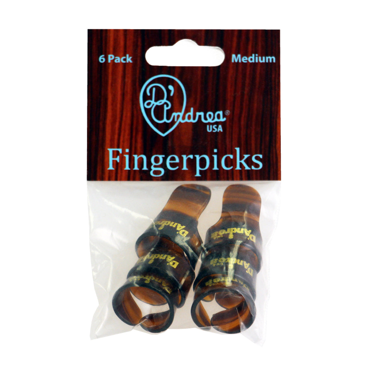 D'Andrea Medium Finger Pick Pack ~ Shell ~ 6 Picks