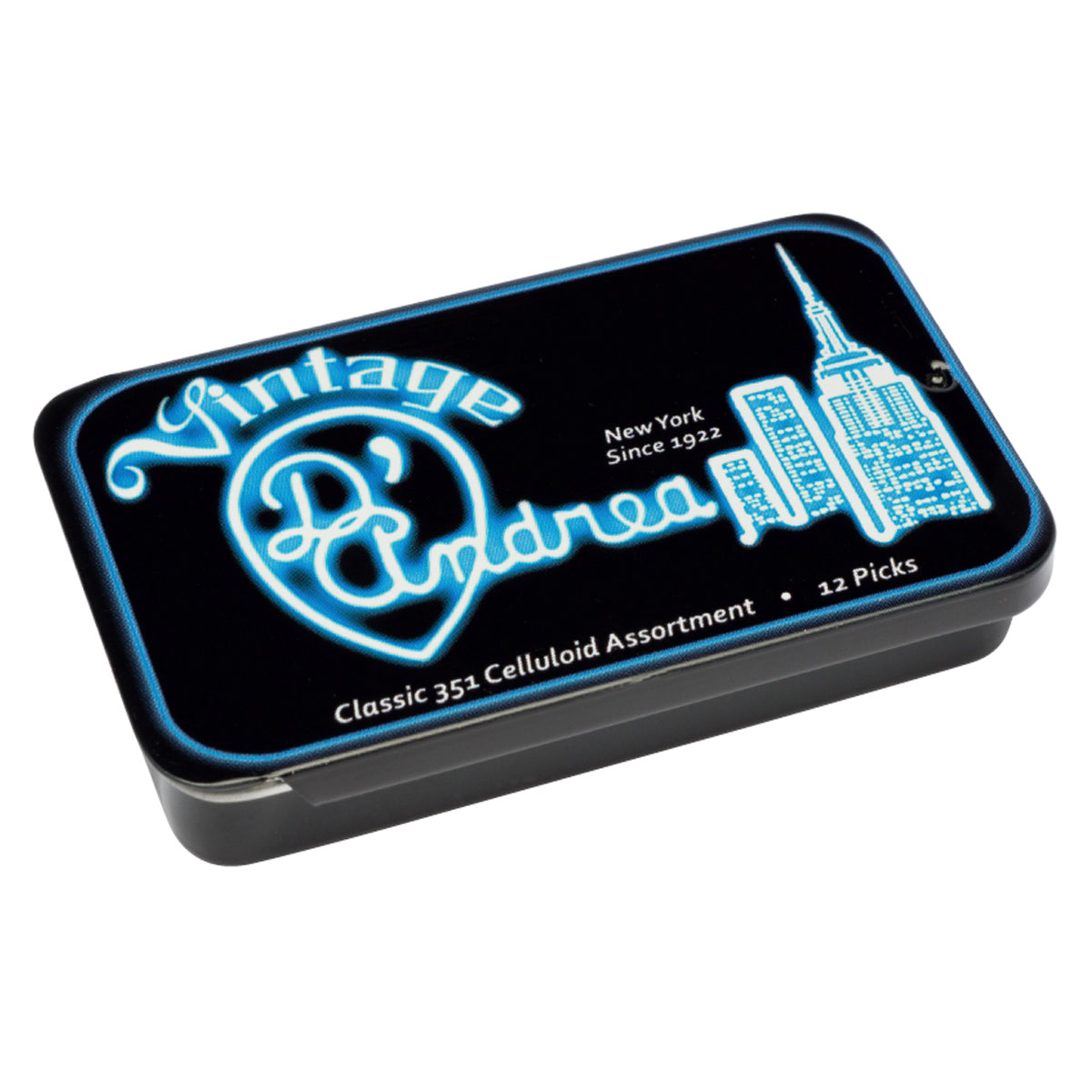 D'Andrea 351 Classic Celluloid Pick Tin ~ Medium ~ 12 Picks
