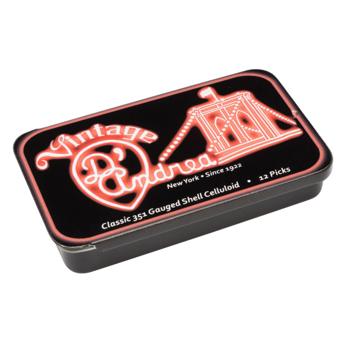 D'Andrea 351 Shell Celluloid Pick Tin ~ Thin ~ 12 Picks