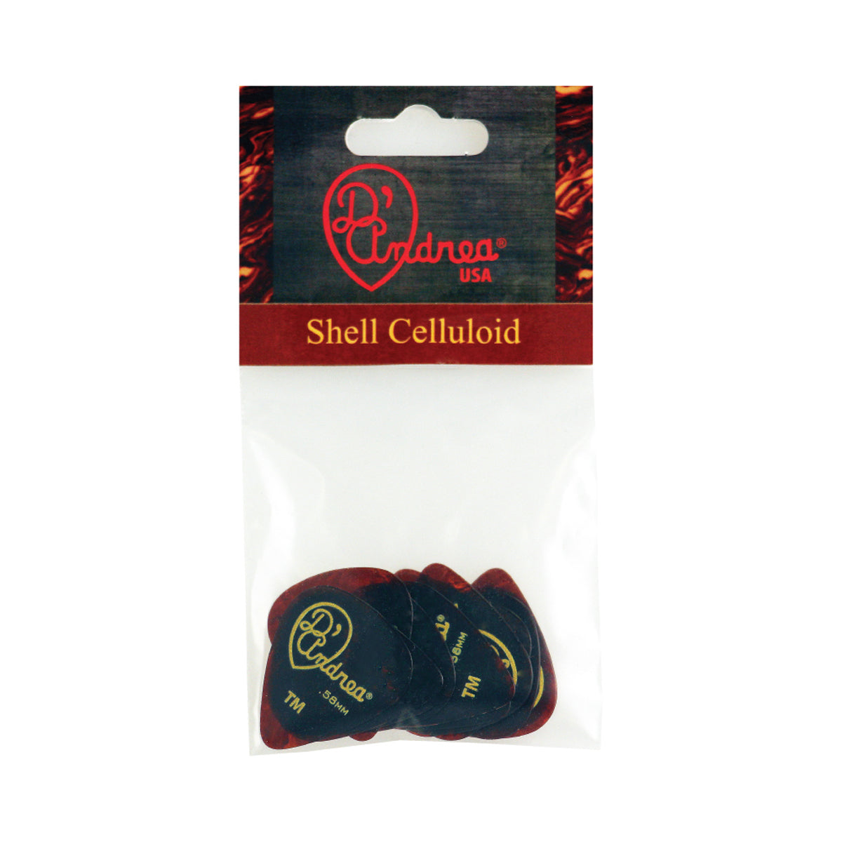 D'Andrea 351 Shell Celluloid Pick Pack ~ Thin Medium ~ 12 Picks