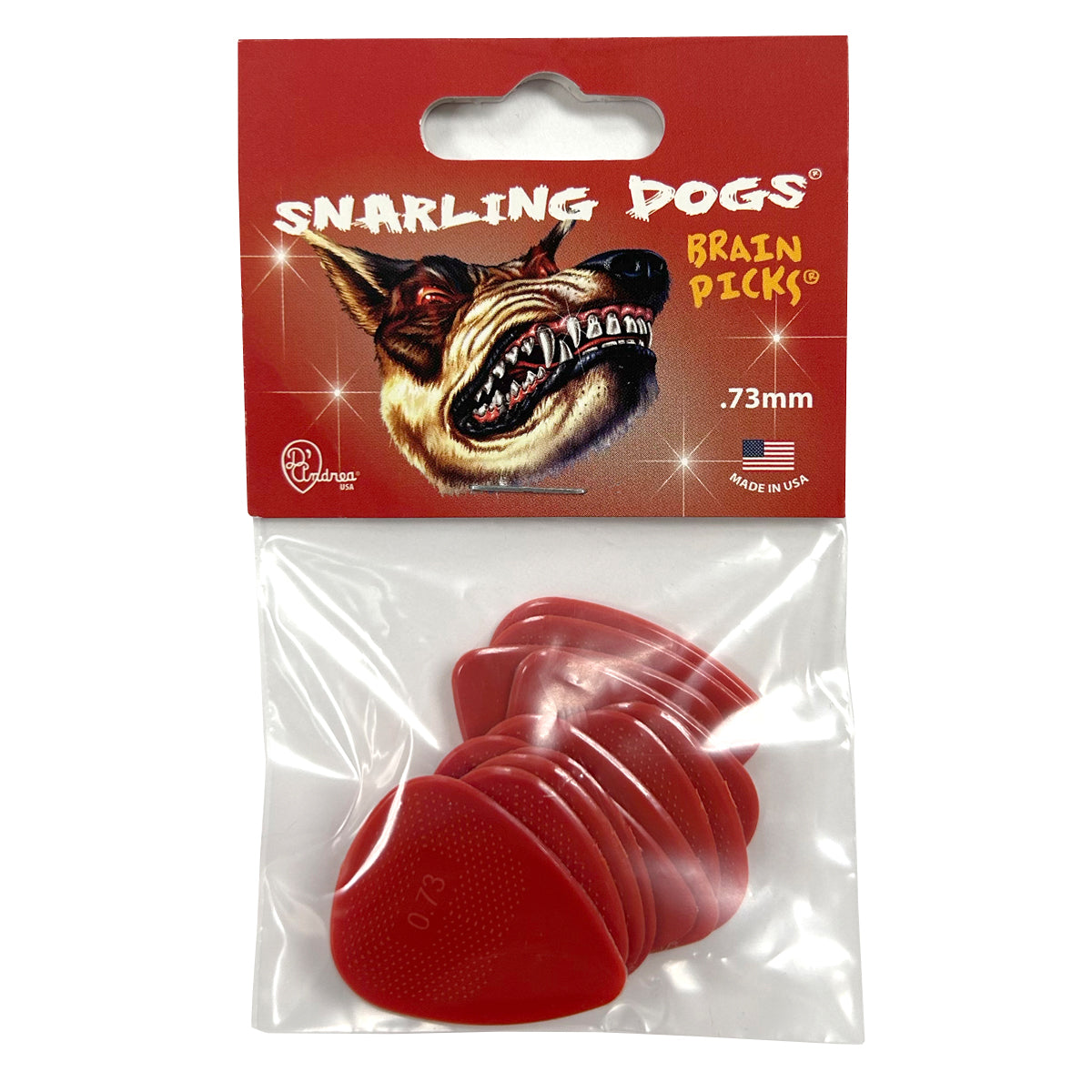 D'Andrea 351 Snarling Dogs Brain Red Pick Pack ~ Medium ~ 12 Picks