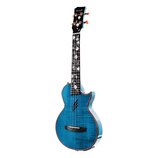 Enya EUT-E6 Solid Flamed Maple Tenor Ukulele with TransAcoustic ~ Blue