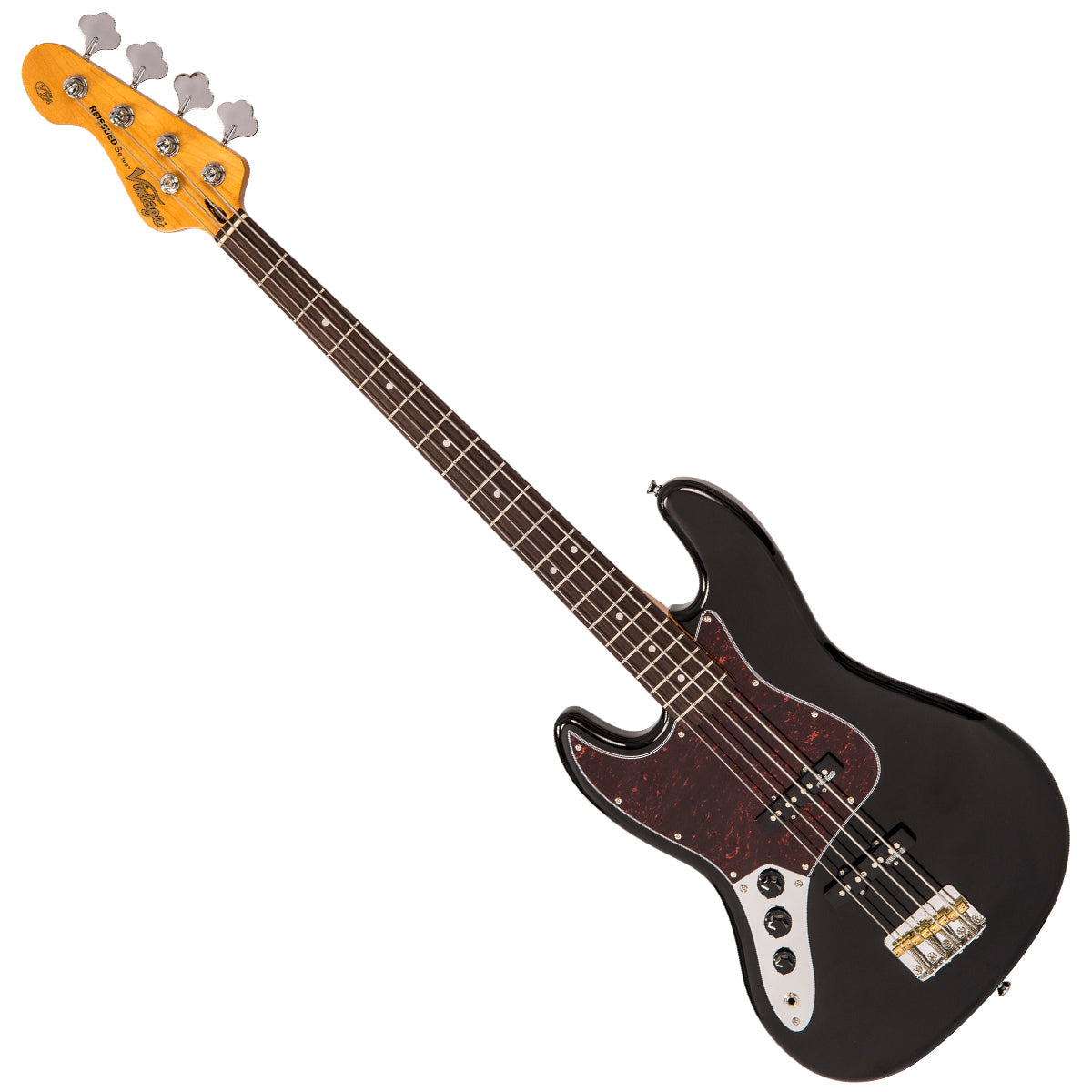 Vintage VJ74 ReIssued Left Hand Bass Guitar ~ Boulevard Black