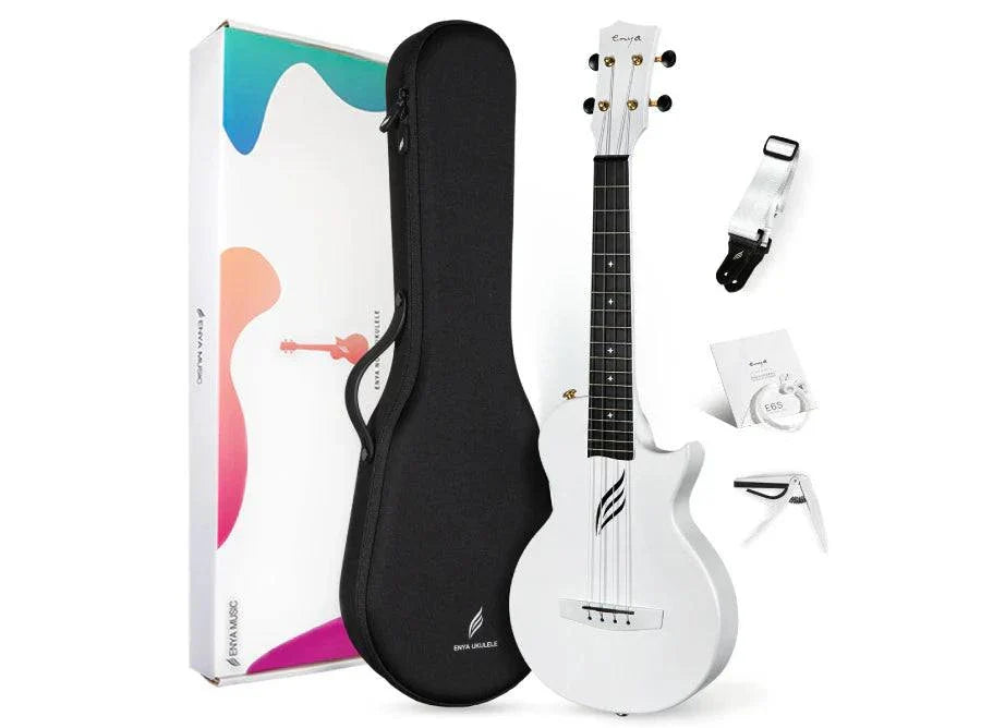 Enya Nova UE Pro Carbon Fibre Electro-Acoustic Tenor Ukulele ~ White