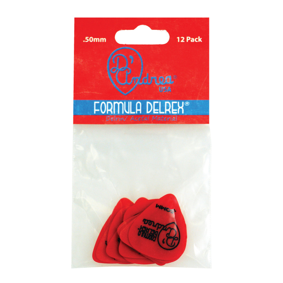 D'Andrea 351 Red Delrex Pick Pack ~ Thin ~ 12 Picks