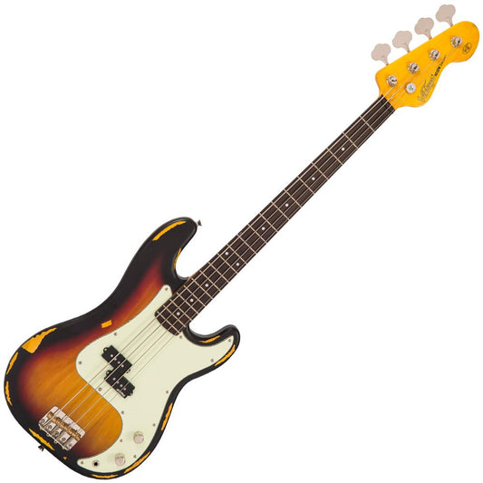Vintage V4 ICON Bass Guitar ~ Distressed Sunset Sunburst