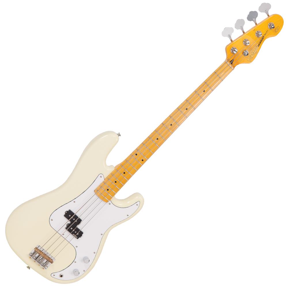Vintage V4 ReIssued Maple Fingerboard Bass Guitar ~ Vintage White