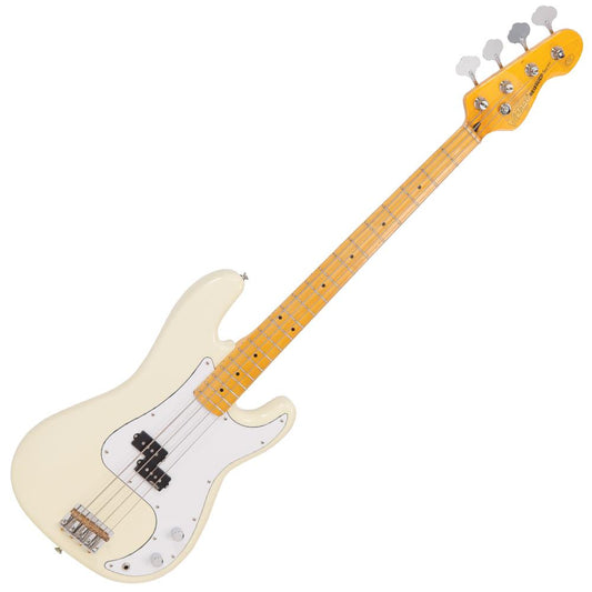 Vintage V4 ReIssued Maple Fingerboard Bass Guitar ~ Vintage White