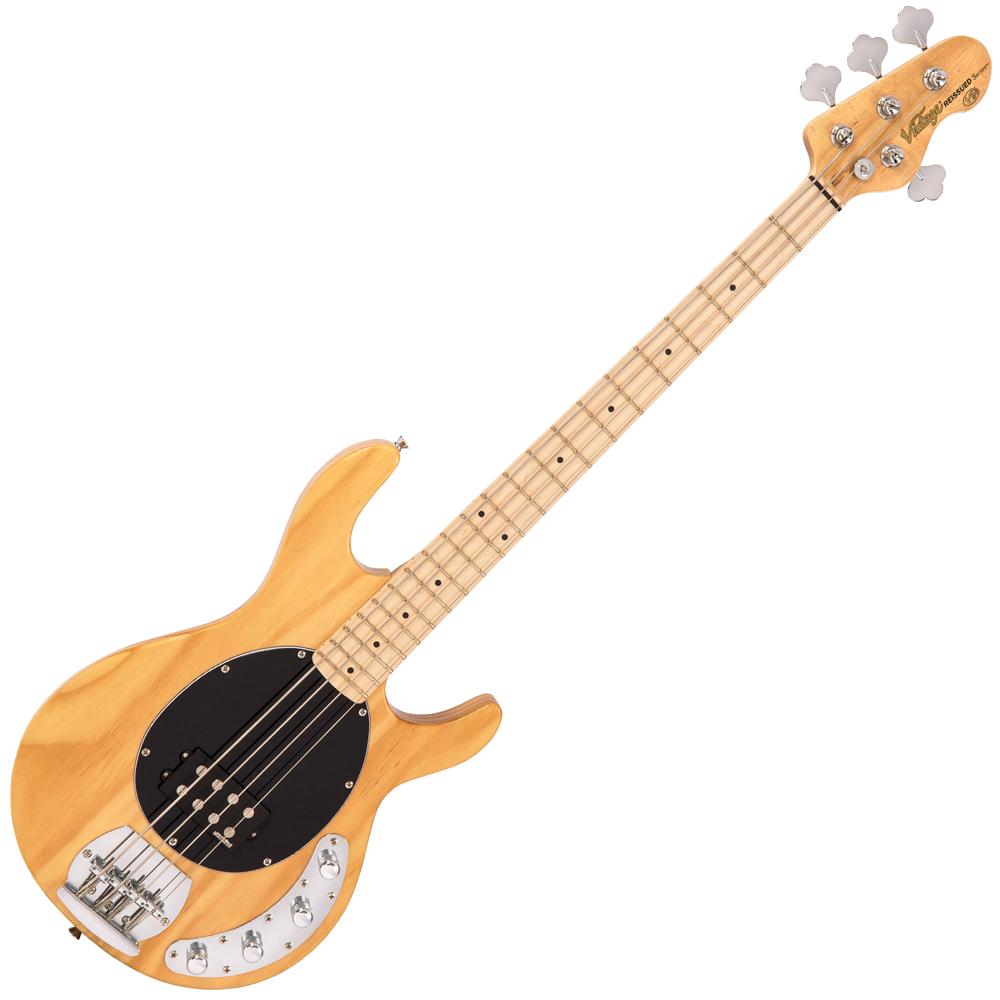 Vintage V96 ReIssued 4-String Active Bass Guitar ~ Natural