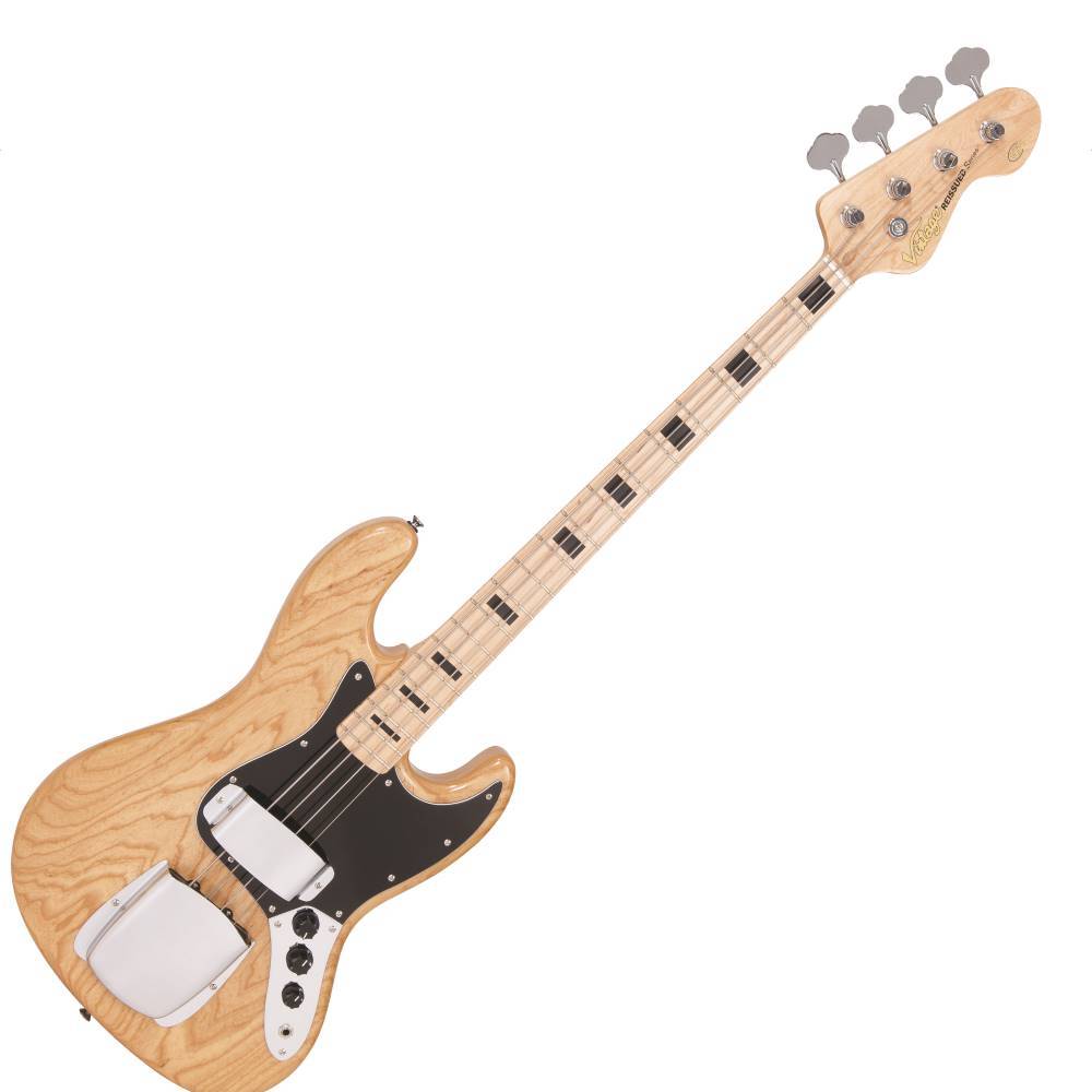 Vintage VJ74 ReIssued Maple Fingerboard Bass Guitar ~ Natural Ash